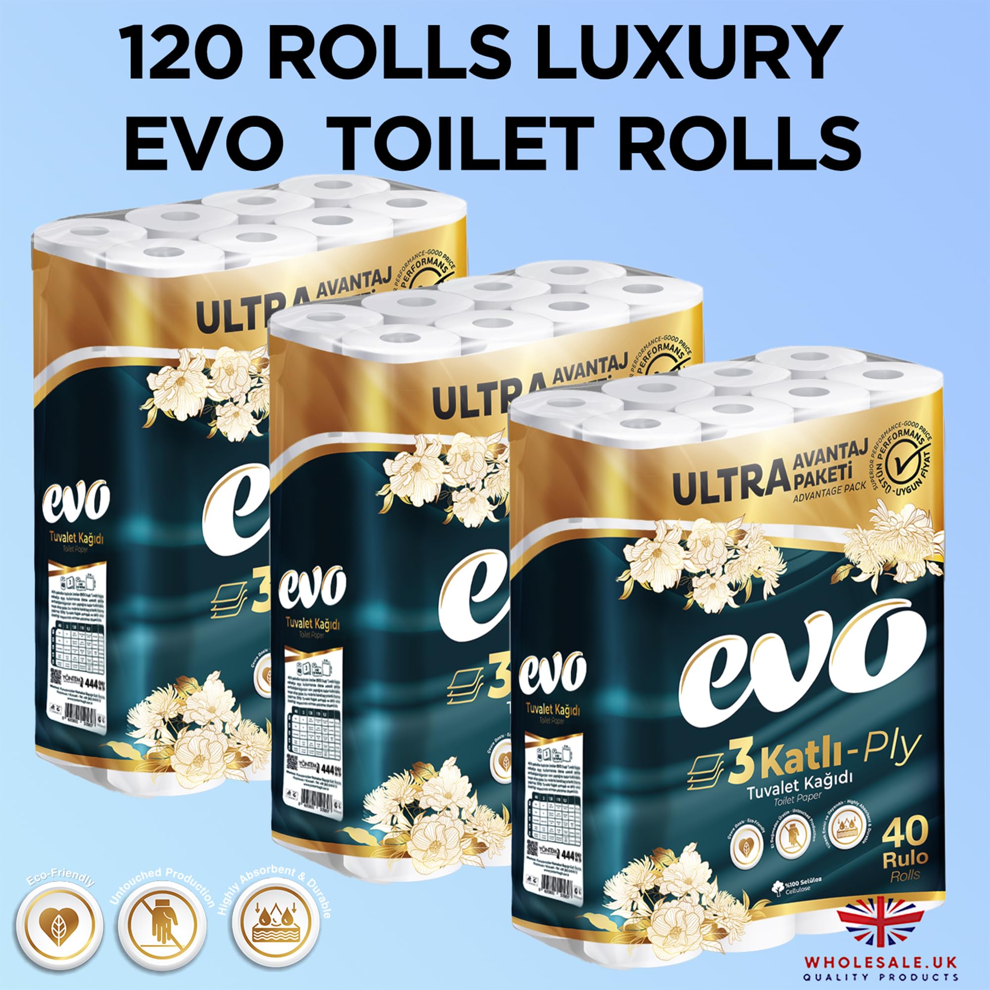 120 Rolls 3Ply Luxury Toilet Paper
