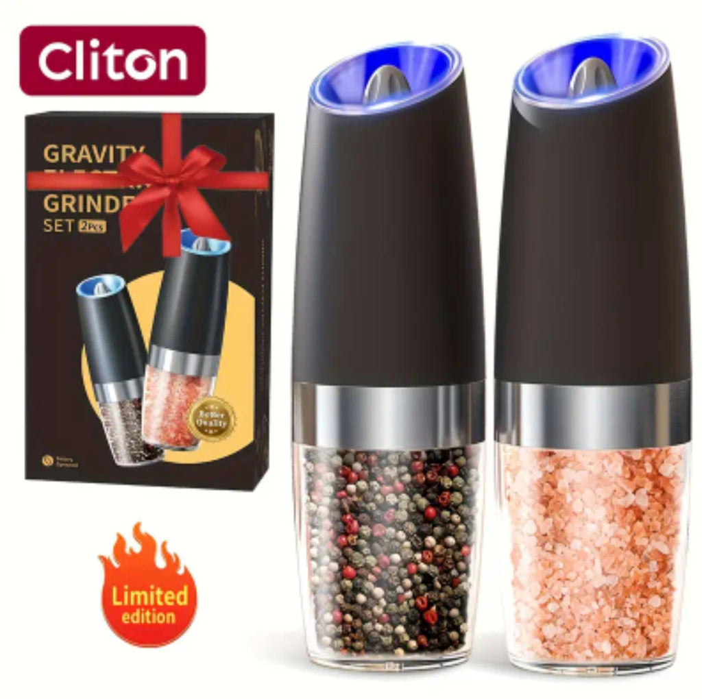 Rechargeable Gravity Salt & Pepper Grinder Gift Set – 2 Pac